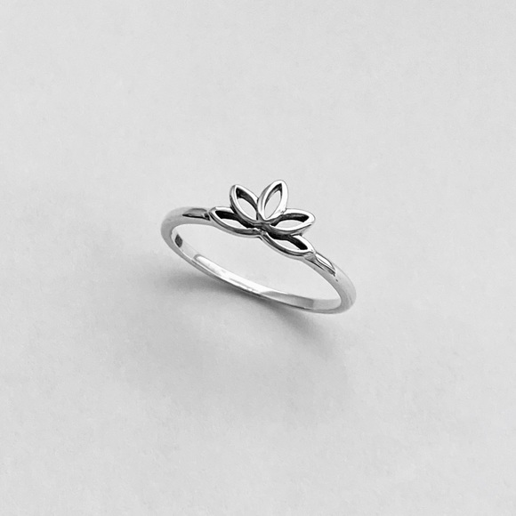Jewelry - Sterling Silver Tiny Lotus Ring, Dainty Ring